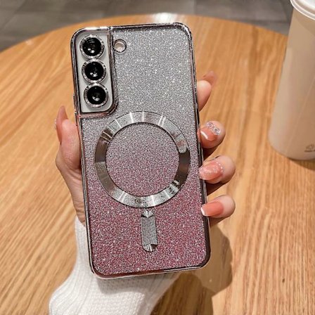 Til Samsung Galaxy S24 Cover Magnetisk, til Kvinder Piger Blødt Luksus Belægning Bling Gradient Glitter Sødt Kompatibelt med MagSafe Cover