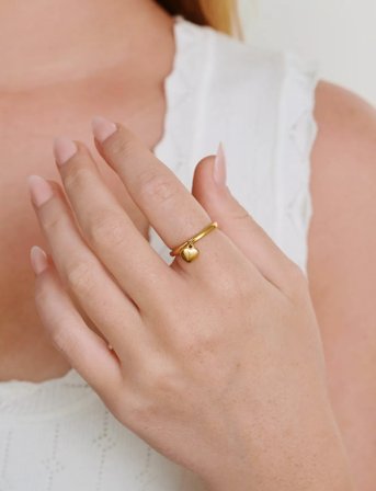 Timi of Sweden Iselin - Heart Ring Stainless Steel - Gold - 55