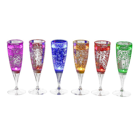 6 kpl 150L Muoviset LED-valoviinilasit Nestettä aktivoivat samppanjalasit Juhlava tunnelma Pikari (sekaväri)