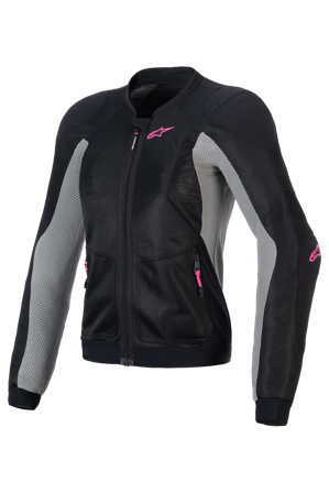 Chaqueta de Moto Mujer Alpinestars Stella Troop-Air Negro/Gris Ceniza/Rosa Flúor L
