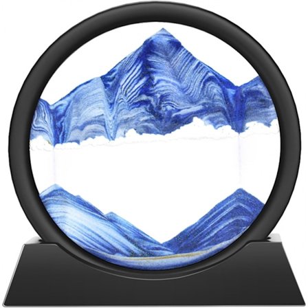 (Blå) Flytande sandkonst Bild 3D Timglas Djuphavs Sandscape Flytande Rörelse Display Målning Flytande Sand Ram