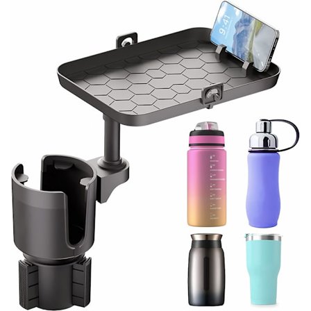 360° Roterende bilbakke kopholder multifunktionel middagsbakke vandkopholder opbevaringsstativ bil snackbakke holder mobiltelefonholder