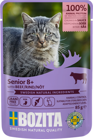 Bozita Katt - Senior 8+ Oksekjøtt i saus 85g - Katt - Kattefôr & kattemat - Våtfôr og våtmat - ZOO.no
