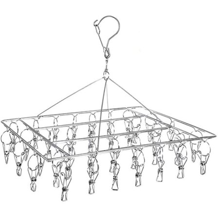 Sukkien kuivausteline, ripustettava pyykkinaru 40 tuulenpitävällä ruostumattomasta teräksestä valmistetulla klipsillä sukille - 1 pakkaus