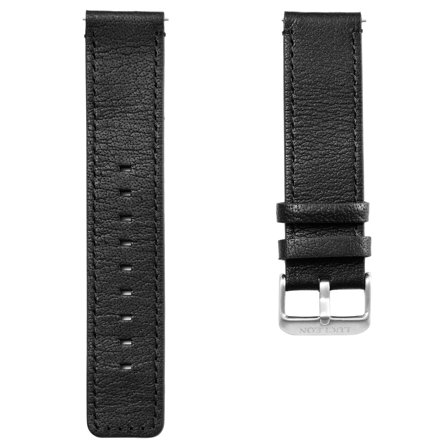 Black Leather Watch Strap with Silver-Tone Buckle for Men - Watch straps