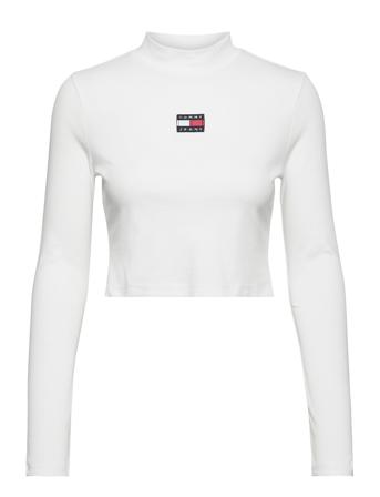 Tjw Crop Badge Mock Neck Ls White Tommy Jeans