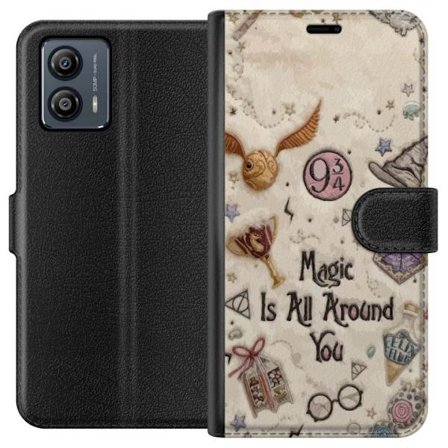 Kompatibelt Plånboksfodral till Motorola Motorola Moto G53 Broderad magisk illustration med symboler, citat och fantasivärld inspirerad av sagor som