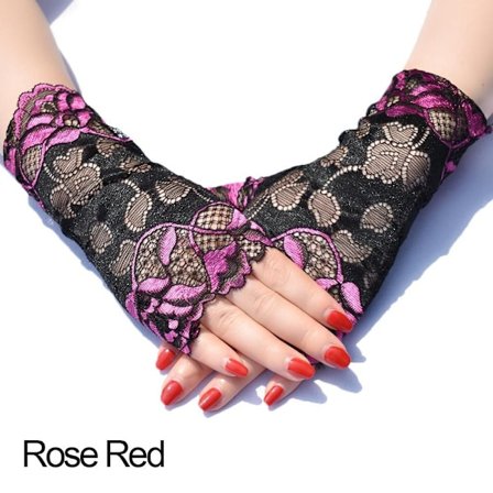 Spetshandskar Half Finger Handskar ROSE RED