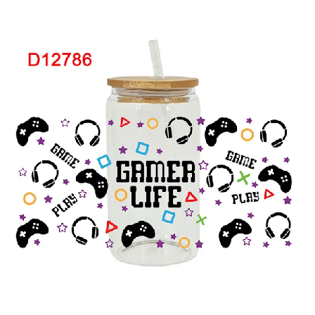 Minispel Uv Dtf Libbey Cup Wrap Järn På Överföring För Glas Klistermärken 16Oz D12488 D12786 16 oz( 23CMX 11CM))