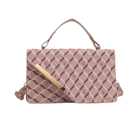 Special-Interest Design Taske 2024 Ny Mode Trykt Tekstur En-Skulder Underarm Taske Sommer Western Style Crossbody Lille Firkantet Taske Pink