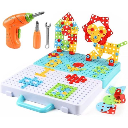 276 deler Drill Puzzle Konstruksjonsleker Byggeleker for barn med elektrisk drill skrutrekkerverktøy 3d Kreative puslespill Montering DIY-leke Db