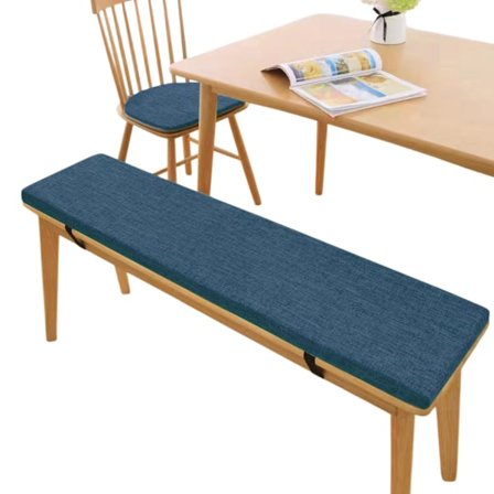 Bänkdyna i linne, halkfri stolsdyna, skobänksdyna med bindningsspänne, varmgrå