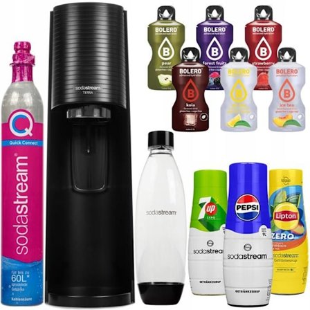 Vattenkolsyrsare - SodaStream - Terra - Komplett paket med flaskor och påfyllningar Pepsi 7UP Lipton Bolero