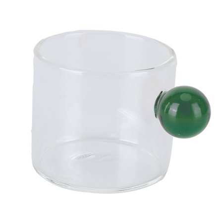 Teacup Glas Mugg Transparent Värmebeständig Glas Kaffekopp med Kulhandtag 120ml Grönt Handtag