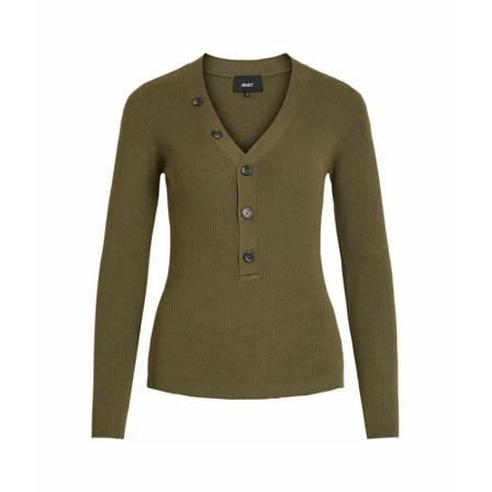 Object, V-Neck Pullover PB7 Groen, Dames, Maat:L