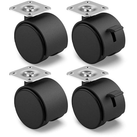 /EA/Sæt med 4 møbelhjul 30 mm - transporthjul med bremse - drejelige hjul til interiørmøbler - hjul med lav rullemodstand