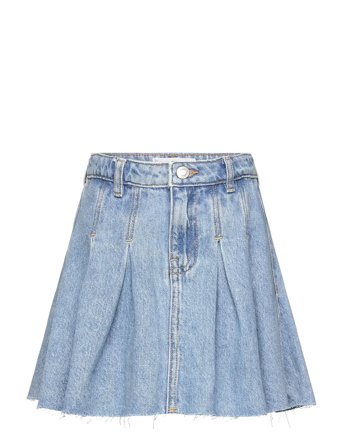 Mango Pleated Denim Skirt - Blue - 11