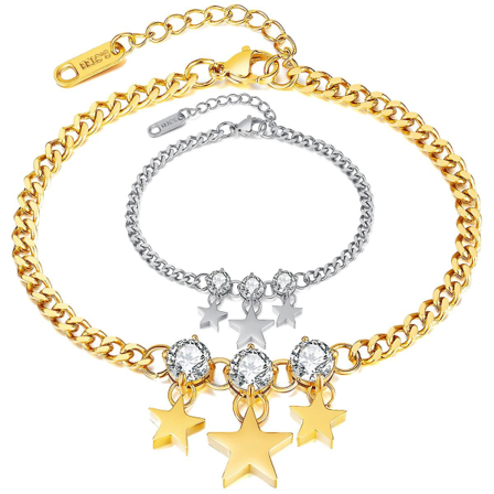Armbånd til Mænd Cuban Link Stjerne Charm Titanium Stål Armbånd til Mænd