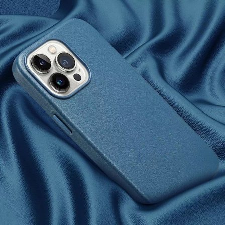 Fodral för iPhone 16pro magnetisk Indigo Blå läder Magnetisk officiell