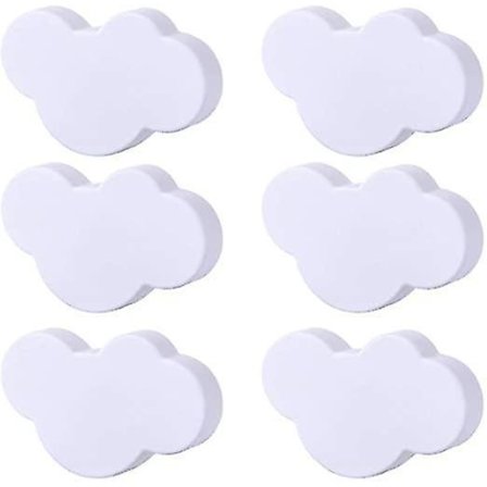 Skuffhåndtak og -knapper for barn, sett med 6, hvite skyer
