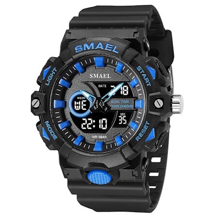 Smael Mode Sportarmbandsur För män Militär Armé Dual Display Quartz Armbandsur Led Elektronisk Klocka Man Stoppur