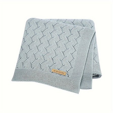 100% Bomull Enfärgad Stickad Filt Överkast Luftkonditioneringsfilt Pläd Stickad Ihålig Ung [DB]