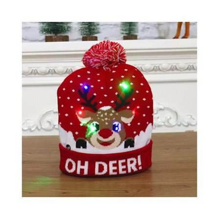 LED Lysende Strikket Grim Juleferie Sweater Julehat