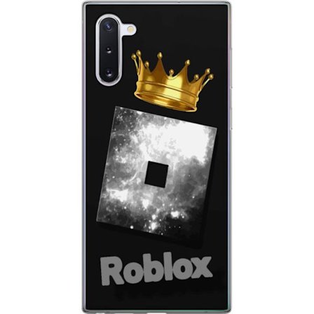 Kompatibelt Mobildeksel til Samsung Samsung Galaxy Note10 Minimalistisk svart og sølvfarget Roblox-symbol med gylden krone og luksuriøs gamer-esteti
