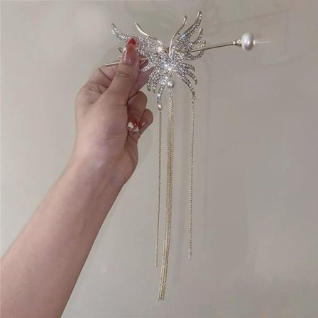 Butterfly Hair Gaffel Tofs Hair Stick GULD