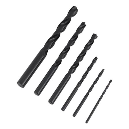 Trasig skruvutdragare i plastbox med 12 delar (utdragare nr 1-6 plus 6 set borr)