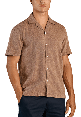 Lindbergh Casual Linen Blend Resort S/S Skjortor Herr Brun S