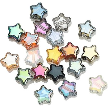 200 st Star Beads Star Glas Spacer Beads Färgglada Star Beads för smycken Armband Halsband Making, 8mm
