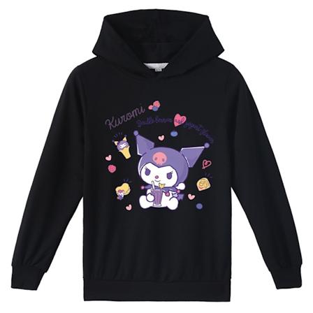 Søte Kuromi Langarmet Hettegenser Kostyme Topper for Jenter - Svart Black 150 cm