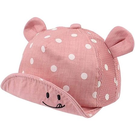 Bomull Baby Cap för Flicka Pojke Barn Solhatt Justerbar Kepsvår Sommar Höst 6 till 30 Månader Nät Kepsvår-Powder-