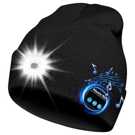 Bluetooth 5.4 musikopladning LED lys pandelampe strikket hue cross-border hot hat