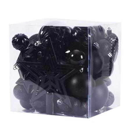 Särkymättömät joulupallokoristeet Set joulukuusen koristeluun (45 kpl) black