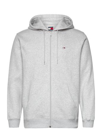 Tjm Reg S Flag Zip Fleece Thru Tops Sweatshirts & Hoodies Hoodies Grey Tommy Jeans
