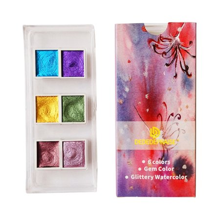 Shimmer Solid Paints Metallic Watercolor Pigment 6/12 farver til farvning af maling