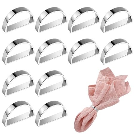 Gull Serviettringer Sett med 12, Halvsirkel Metall Gull Serviettspenner [BR]