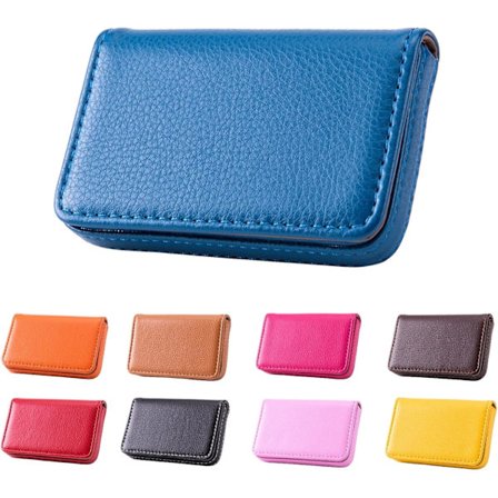 Visitkortshållare, PU-läder visitkortsfodral, visitkortshållare för handväska, visitkortsfodral för män och kvinnor, magnetisk stängning blå