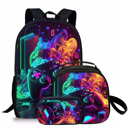 Studentryggsäck 3-delars Lättviktig Vattentät Barnryggsäck Lunchväska Pennfodral (Typ 11)