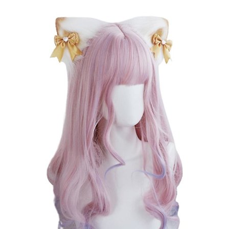 Plysdyr Katteører Hårklemme Med Sløjfe Katteøre Spænde Hårstyling Værktøj(Gul)