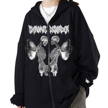 Dam kelett Zip Up Hoodies Rhinestone Oversized sweatshirt
