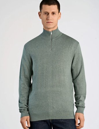 Lindbergh Ecovero Half Zip L/S Knit - Green - L