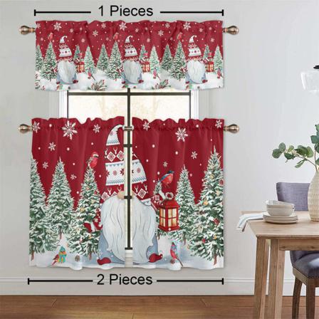 1/2 St Printed Pläd Blackout Valance Xmas Short Panel