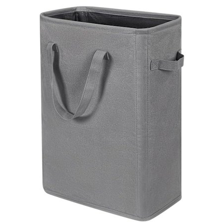 Ultratynn kleskurv med håndtak, sammenleggbar liten kleskurv, tynn skittentøyskurv, smal klespose, sammenleggbar skittentøyskurv (grå)