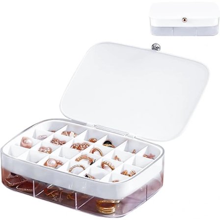 Smykkeskrin for kvinner, smykkeetui, reise-smykkeetui, bærbar smykkeorganisator, reise-smykkeorganisator for jenter, for ringer, øredobber, hals...