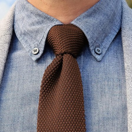 Corbata de punto chocolate para hombres - Corbatas lisas