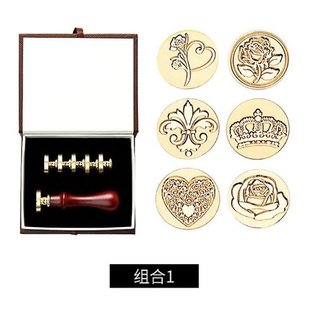 Set med vaxförseglingsstämplar, avtagbart förseglingshuvud i koppar, vintage klassiskt stämpelset med presentask