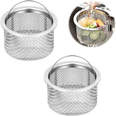 2 stk. Vask Afløbs Si, Mesh Si, Rustfrit Stål Materiale, Mesh Design, Egnet til de fleste Køkkenvaske, Vask Madfanger, Afløbs Si
